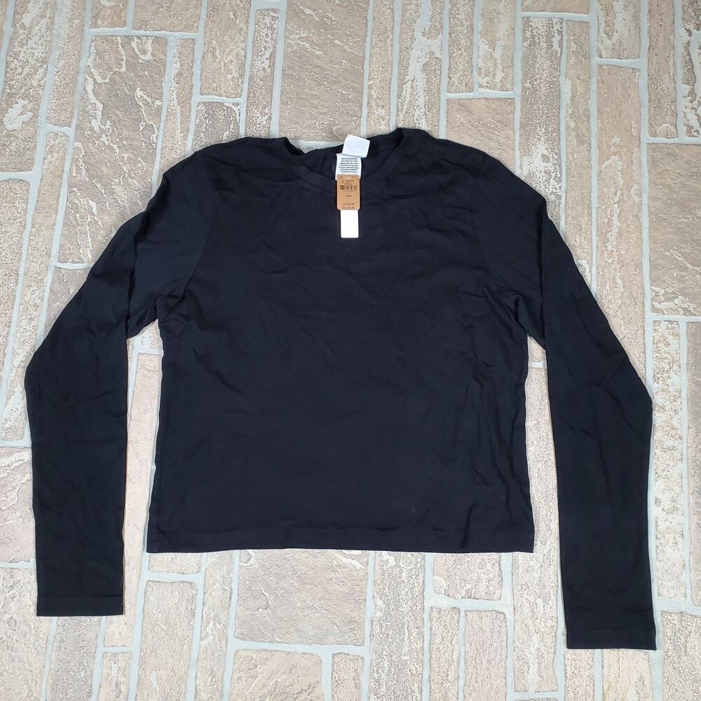 PINK Victoria's Secret Womens Long Sleeve Crew Neck T-Shirt‎ Black Size M NWT